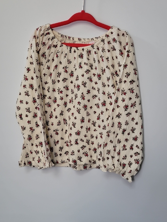 Zara Other - Zara Cream Blouse with Red & Black Floral Print